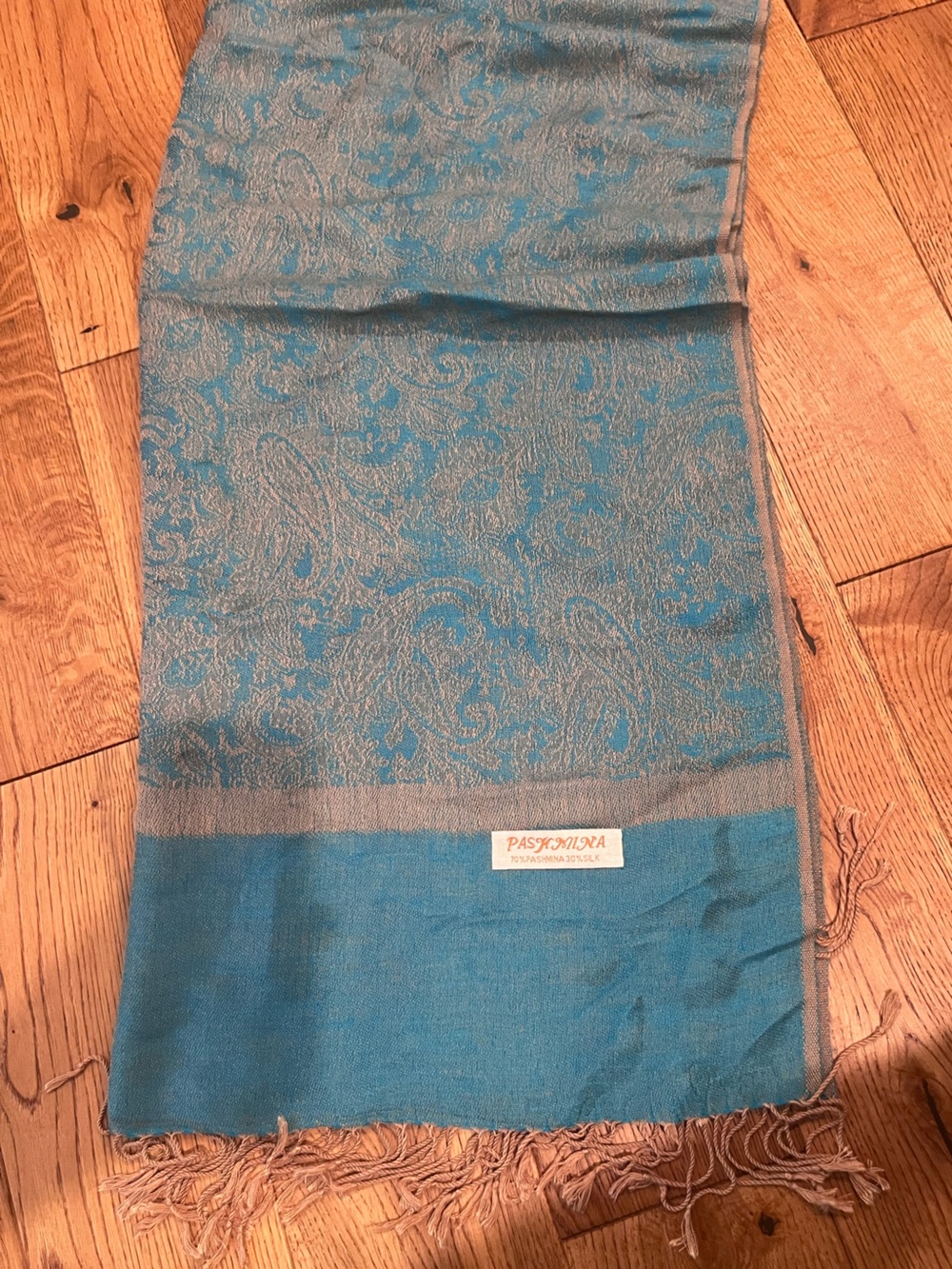 Gorgeous Turquoise Tan Pashmina